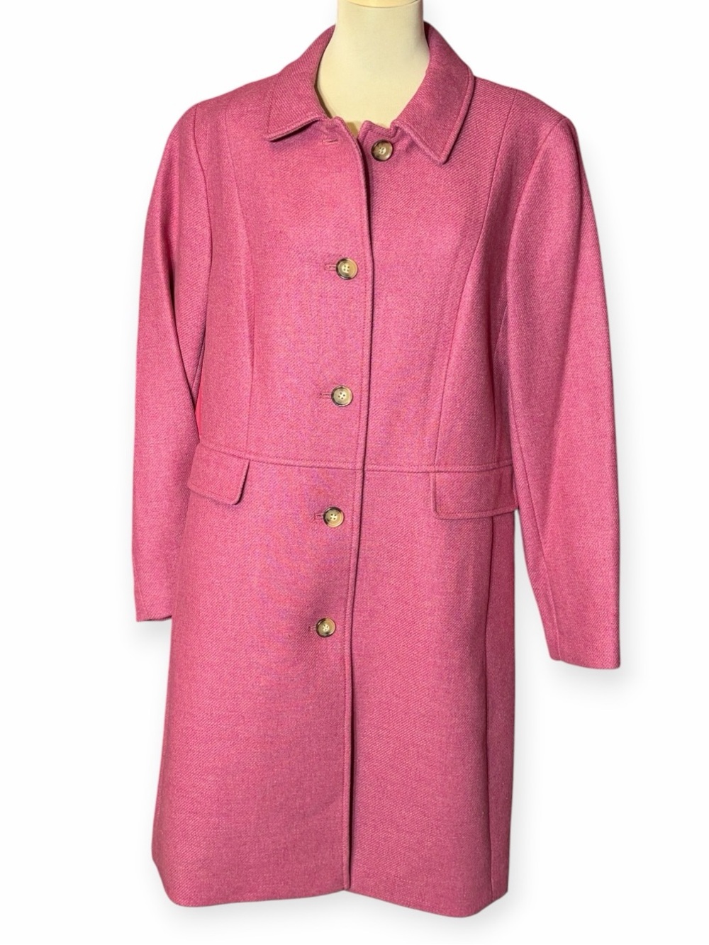 Talbots Pink Wool Blend Long Pea Coat Jacket Size 16
